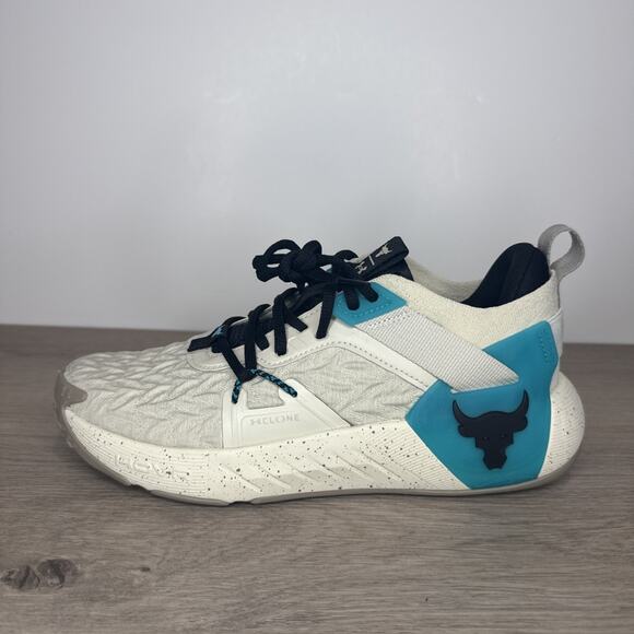 New Under Armour Project Rock 6 Training Shoes Men\'s Size 7.5 Tan Teal 3026534 main image 4